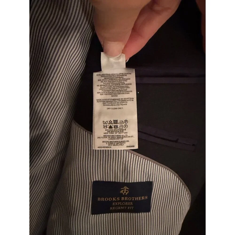 Brooks Brothers Mens Two-piece Suit Size 41 Gray Flat Front Notch Wool Blend